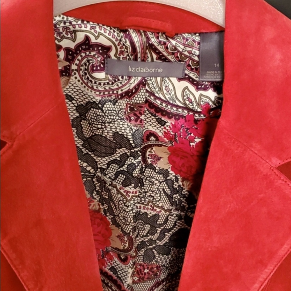 Liz Claiborne Red Suede Blazer 14 - Picture 8 of 8